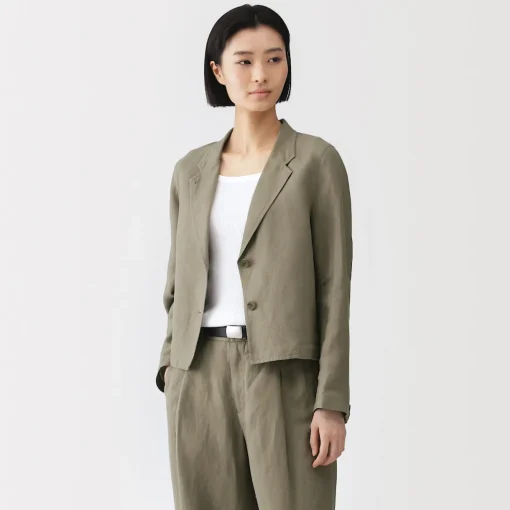 Veste courte en lin et lyocell pour femme