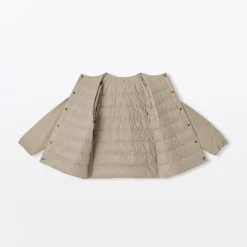 Veste légère pliable en nylon recyclé sans col pour femme