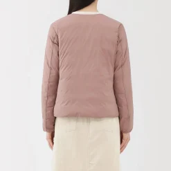 Veste légère pliable en nylon recyclé sans col pour femme