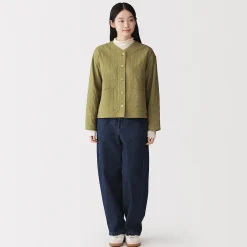 Veste matelassée en gaze double de kapok mélangé pour femme