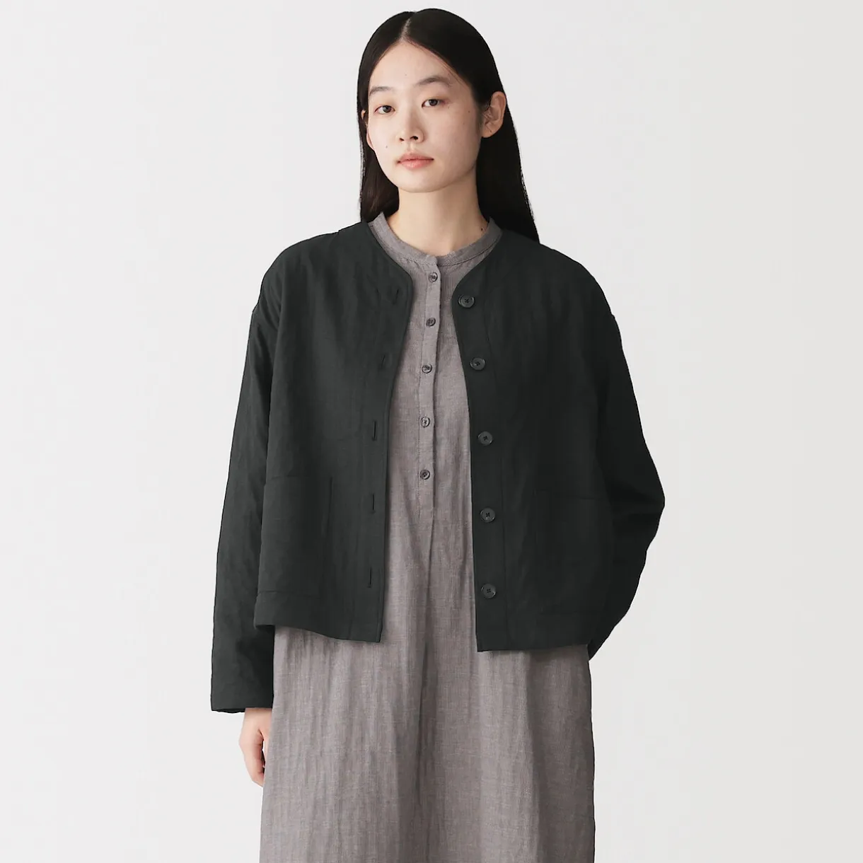 Veste matelassée en gaze double de kapok mélangé pour femme