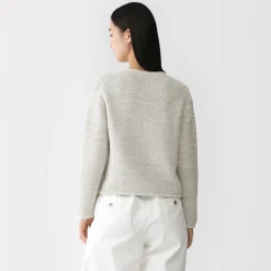 Veste tricotée bouclée en mélange de coton pour femme