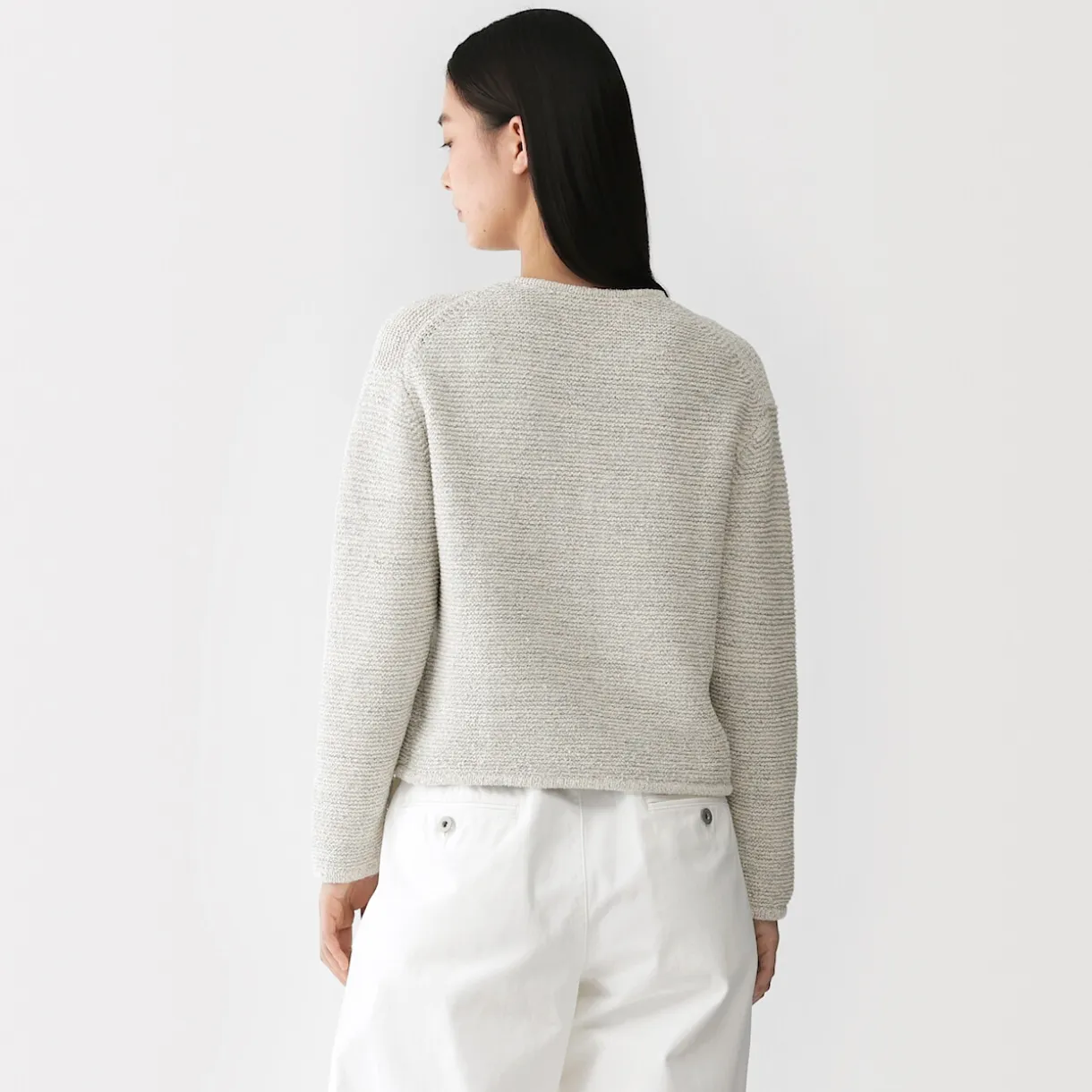 Veste tricotée bouclée en mélange de coton pour femme