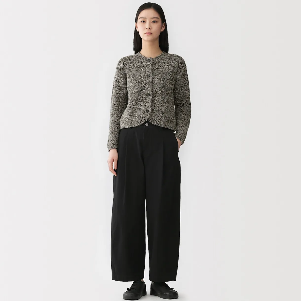 Veste tricotée bouclée en mélange de coton pour femme