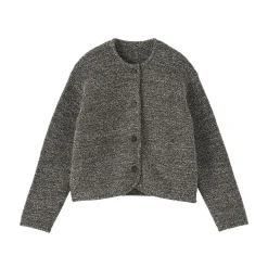 Veste tricotée bouclée en mélange de coton pour femme